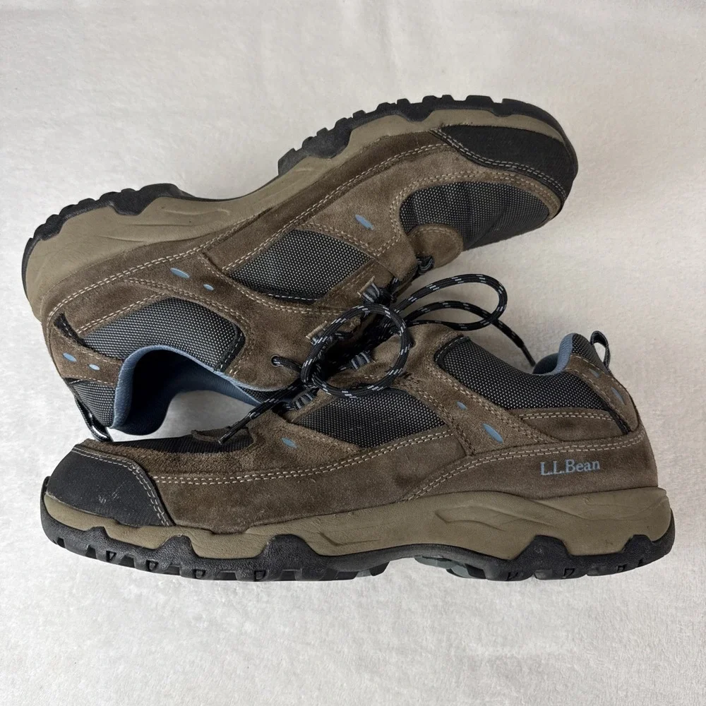 L.L. BEAN Men's 12 Wide Trail TEK Hiking Shoes, Sneakers Brown/Blue Suede EUC